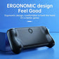 Portable retro handheld game console with textured black back shell, ergonomic grip