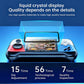 Handheld retro game console with full-screen display and transparent protective overlay.