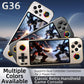 Handheld game console in multiple colors, showing screens and front controller buttons