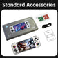 Handheld game console bundle with accessories, charging cable, and game card