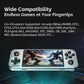 Silver handheld game console with 4.5-inch screen and dual analog sticks