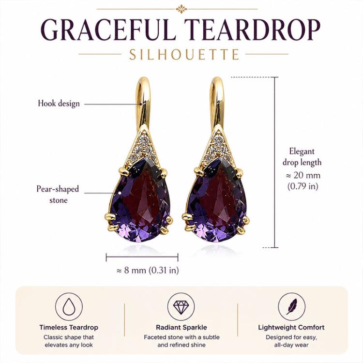 Zircon Teardrop Dangle Earrings for Women