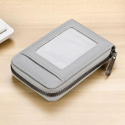 Accordion Multi-card Slot PU Leather Zipper Card Bag