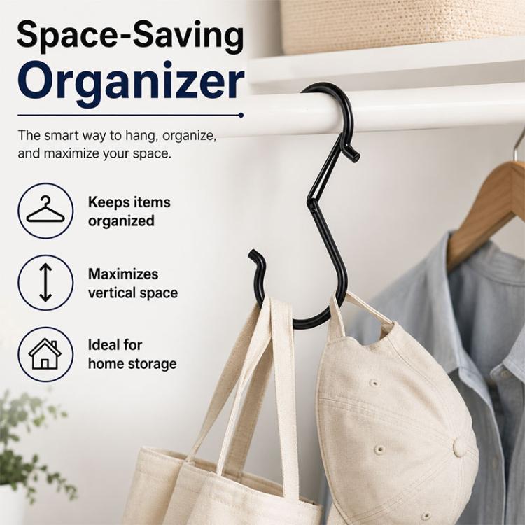 10pcs S-Shaped Windproof Spring-Clip Storage Hook with Safety Buckle