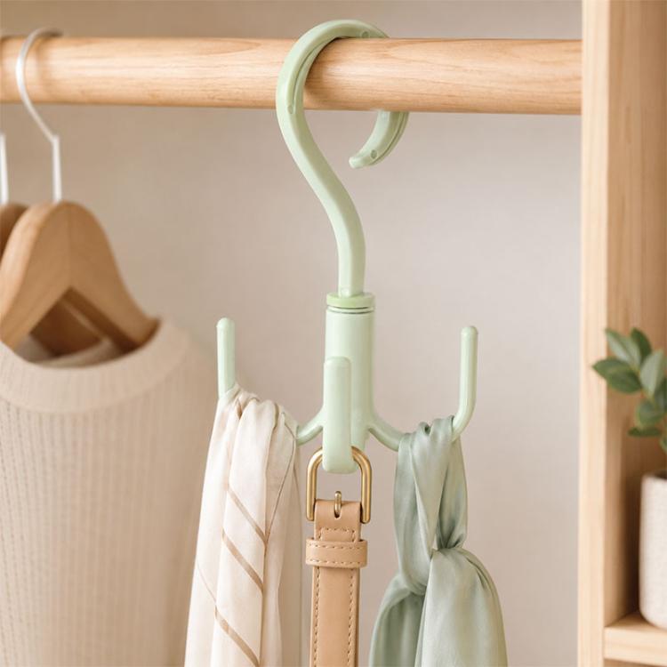 Multifunctional Rotatable Wardrobe Four Claws Storage Hook