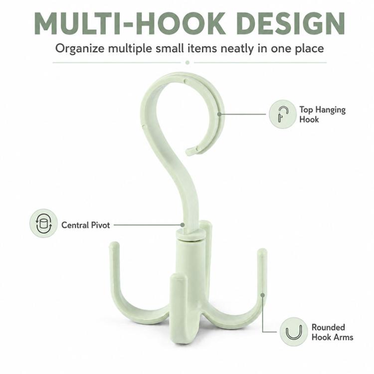 Multifunctional Rotatable Wardrobe Four Claws Storage Hook