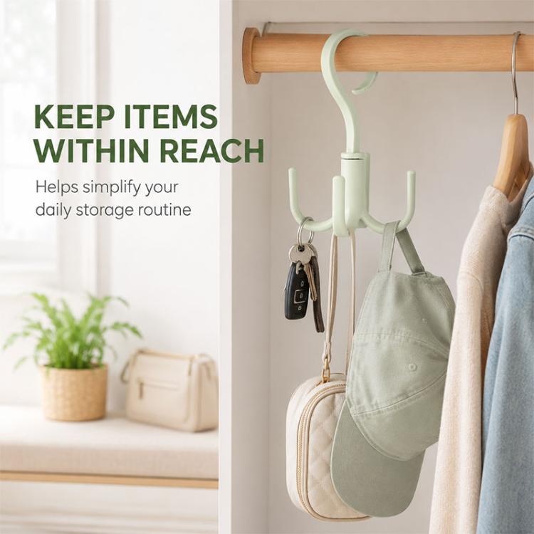 Multifunctional Rotatable Wardrobe Four Claws Storage Hook