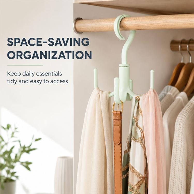 Multifunctional Rotatable Wardrobe Four Claws Storage Hook