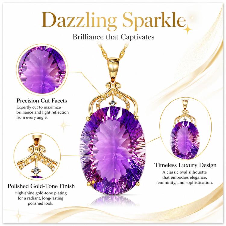 Amethyst Crystal Gemstone Pendant Necklaces