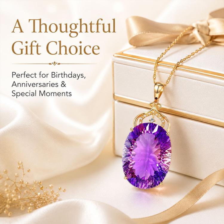 Amethyst Crystal Gemstone Pendant Necklaces