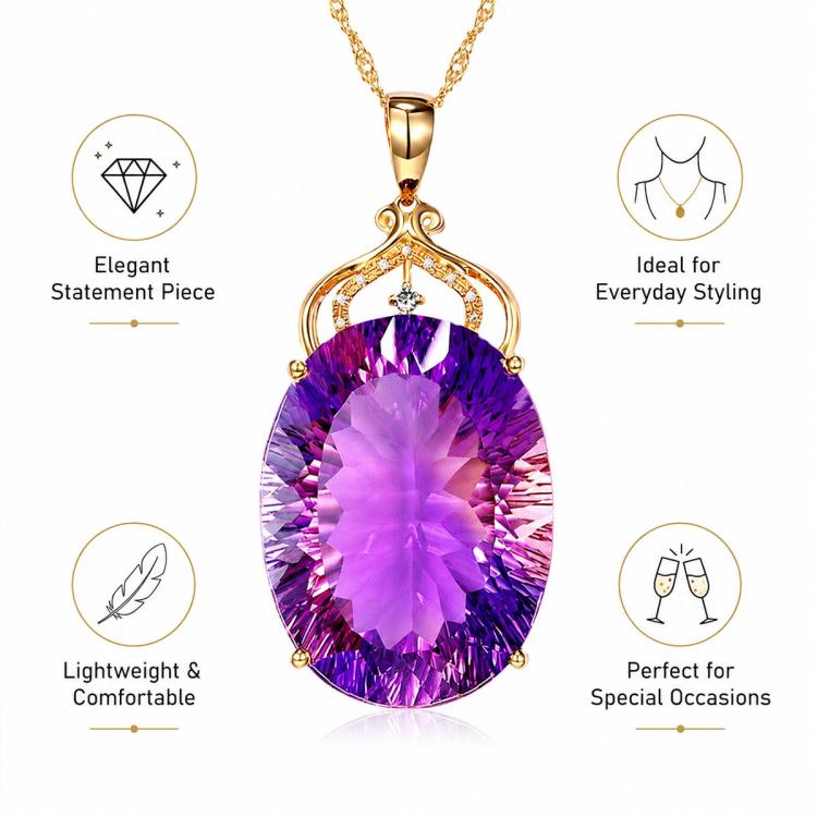 Amethyst Crystal Gemstone Pendant Necklaces