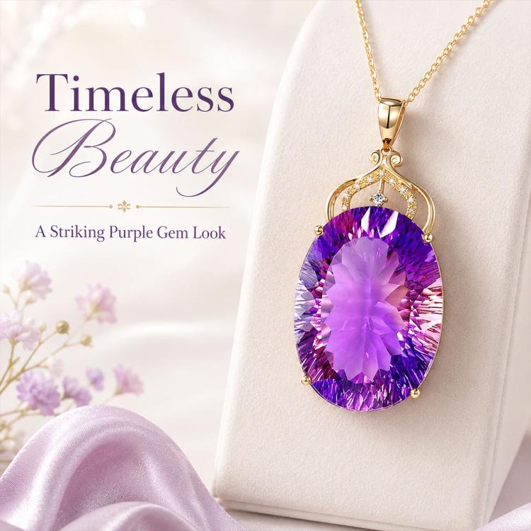 Amethyst Crystal Gemstone Pendant Necklaces