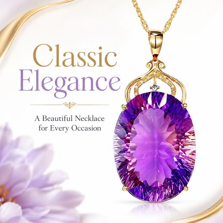 Amethyst Crystal Gemstone Pendant Necklaces