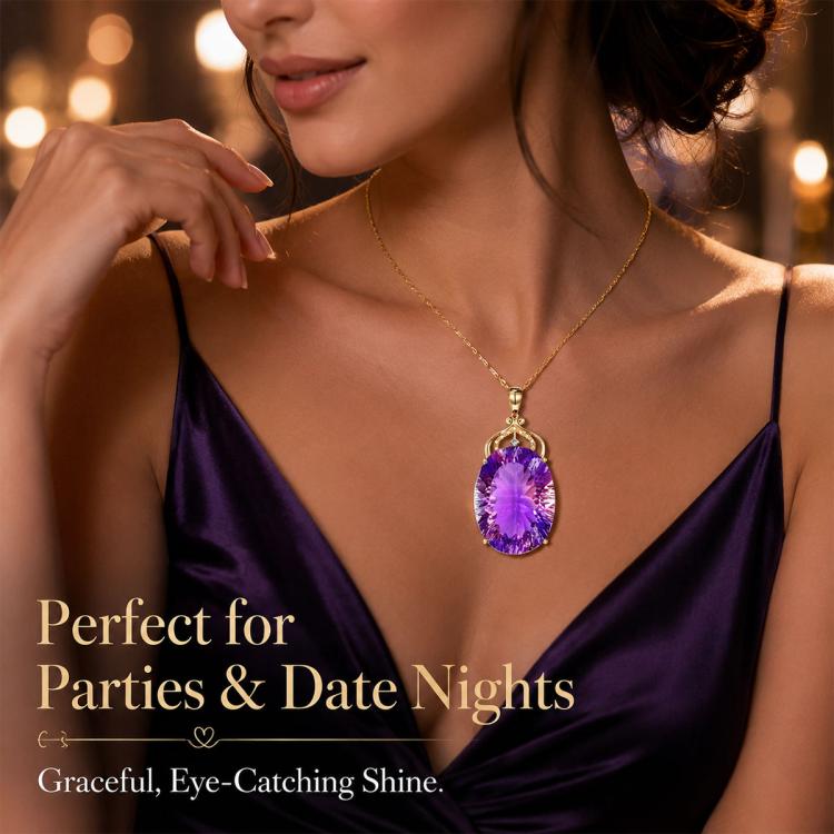 Amethyst Crystal Gemstone Pendant Necklaces