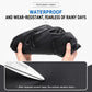 Black waterproof crossbody bag with dual side zippers and adjustable shoulder strap