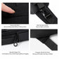 Black sling bag details: breathable honeycomb back, reinforced straps, and zipper pull.