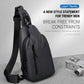 Black waterproof crossbody sling bag with adjustable shoulder strap and side zipper