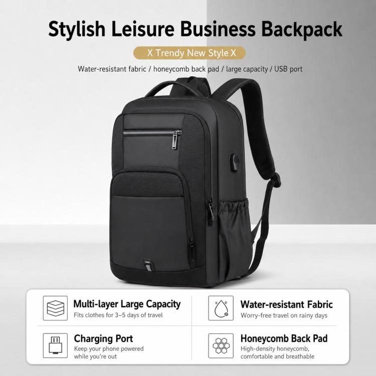 OUMANTU 2202 Large Capacity Waterproof Leather Membrane Backpack