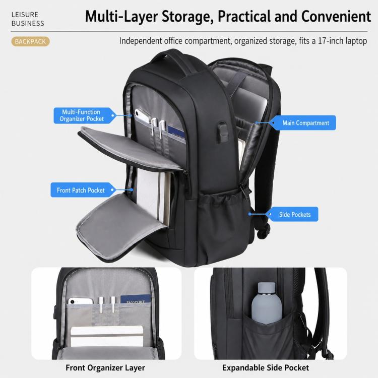 OUMANTU 2202 Large Capacity Waterproof Leather Membrane Backpack