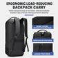 Black duffel bag with hidden backpack straps and padded, load-reducing shoulder support