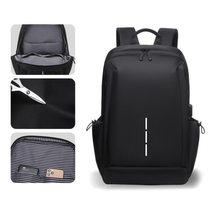 OUMANTU 2316 Multifunctional Business Vertical Stripe Logo Backpack Laptop Bag