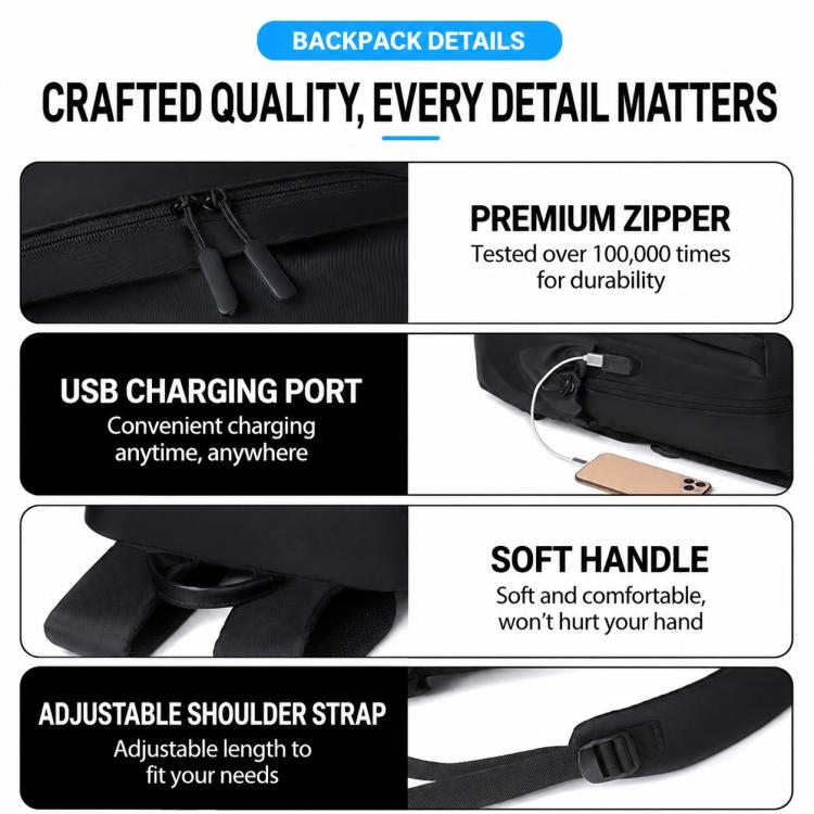 OUMANTU 2316 Multifunctional Business Letter Logo Backpack Laptop Bag
