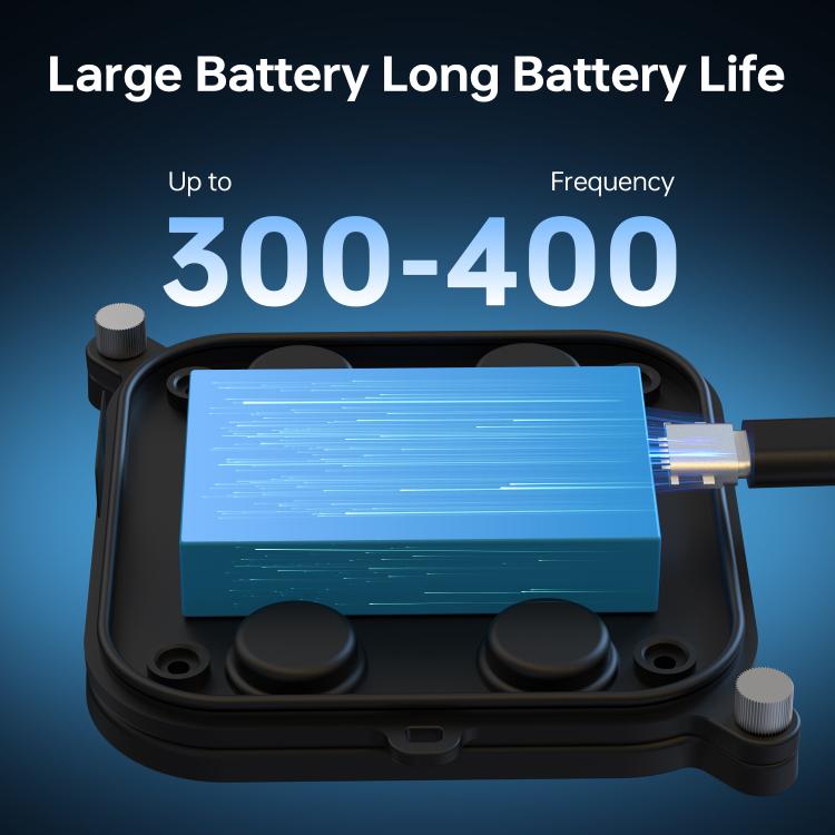 Black long-life battery unit in spreader base with power tray