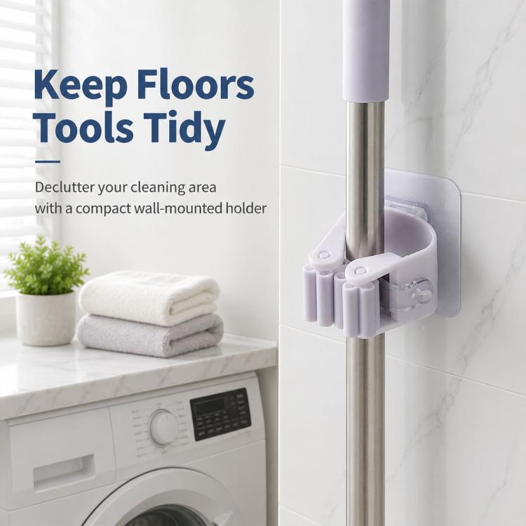 No-drill Suction Cup Bathroom Wall Mount Hook Mop Holder 4pcs, White  4pcs