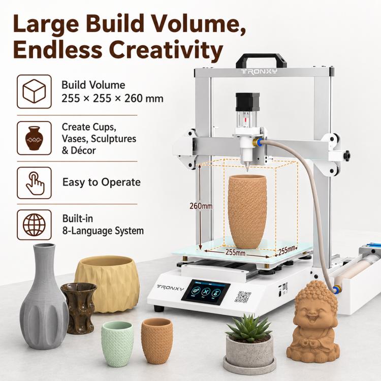 TRONXY MOORE 2 Pro Ceramic 3D Printer, Standard 0.5L, Standard 1L
