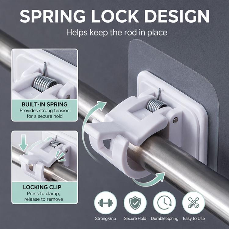 Drill-free Curtain Hanging Clips Multifunctional Curtain Rod Hook 4pcs, 30-50cm