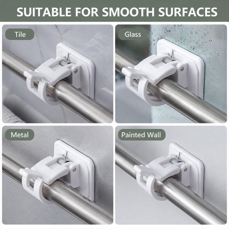 Drill-free Curtain Hanging Clips Multifunctional Curtain Rod Hook 4pcs, 30-50cm
