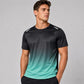 Men's running T-shirt, black to mint/teal gradient, short sleeves, crew neck