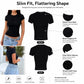 Fitted short-sleeve crew neck t-shirt in black, front and back views