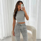 Slim fit crew-neck short-sleeve T-shirt, heather gray