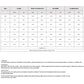 Size chart table with measurements for XS to XXL: length, waist, hip width, and pant length.
