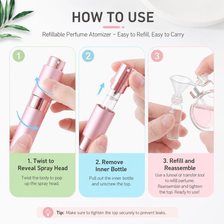 8ML Twist Up Portable Mini Refillable Perfume Atomizer