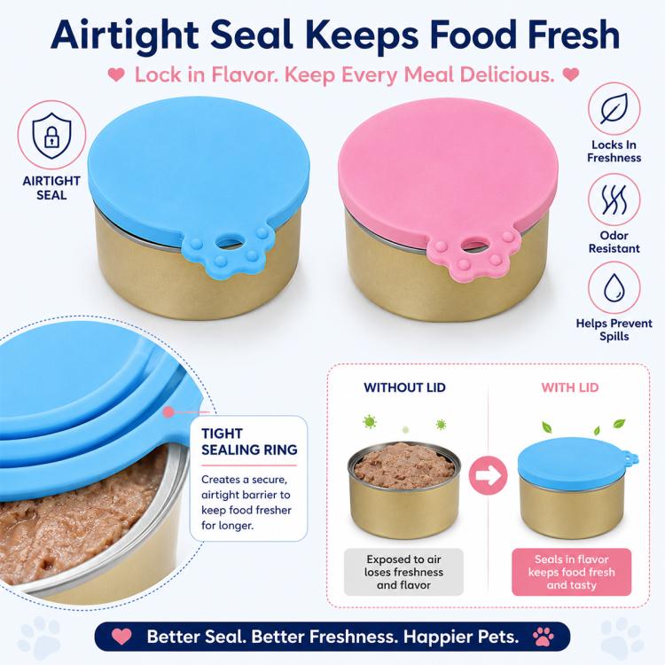 2pcs Pet Food Cans Sealed Silicone Lid