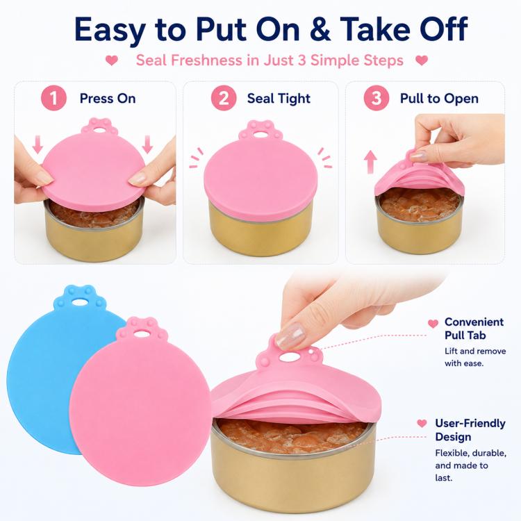 2pcs Pet Food Cans Sealed Silicone Lid