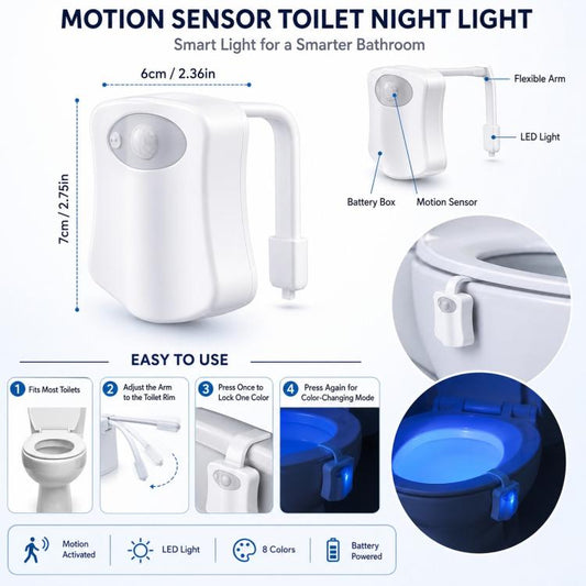 16-Color RGB Motion Sensor Toilet Bowl Night Light
