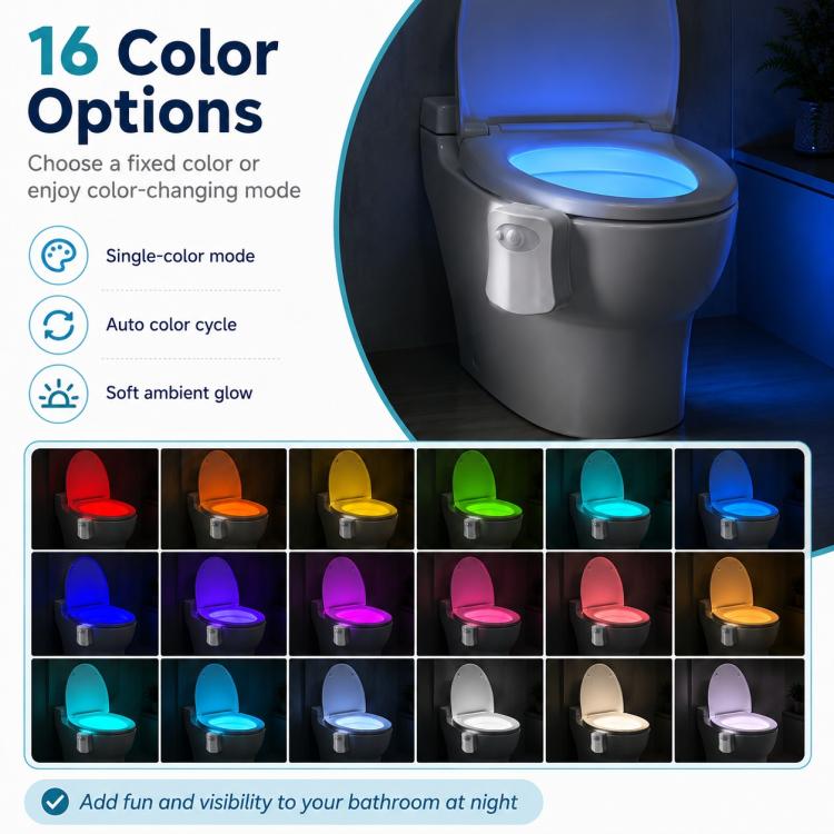 16-Color RGB Motion Sensor Toilet Bowl Night Light