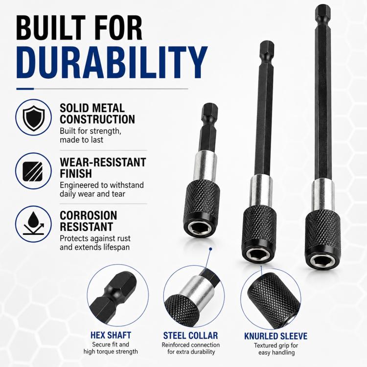 3pcs / Set Hexagonal Electric Drill Driver Extension Quick Conversion Bits, Conversion Bits