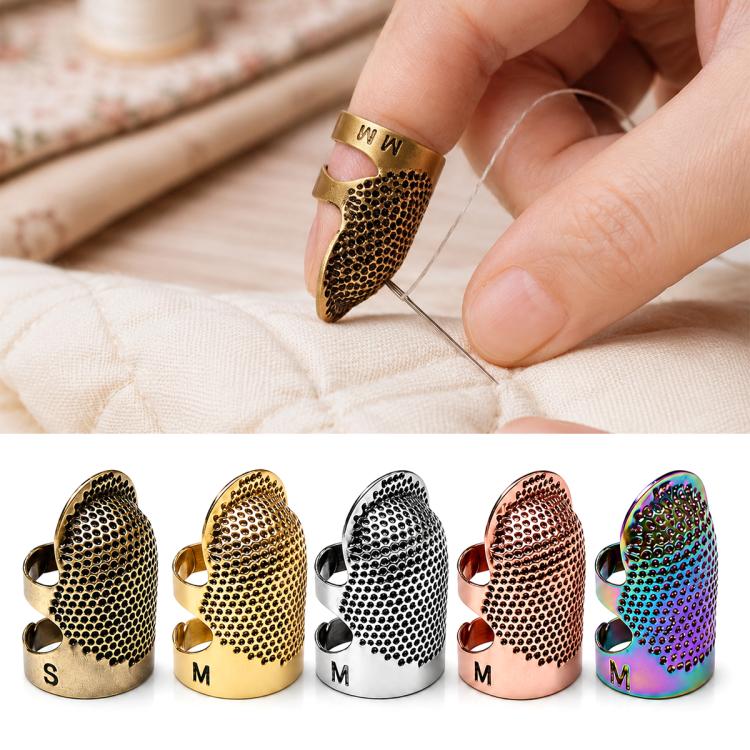 2pcs / Set S and M Household Adjustable Metal Sewing Thimble Finger Protectors, S and M