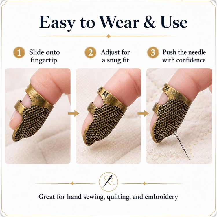 2pcs / Set S and M Household Adjustable Metal Sewing Thimble Finger Protectors, S and M