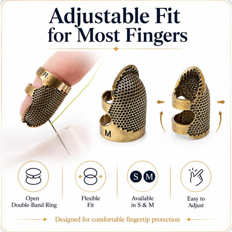 2pcs / Set S and M Household Adjustable Metal Sewing Thimble Finger Protectors, S and M