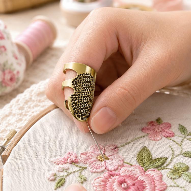 2pcs / Set S and M Household Adjustable Metal Sewing Thimble Finger Protectors, S and M