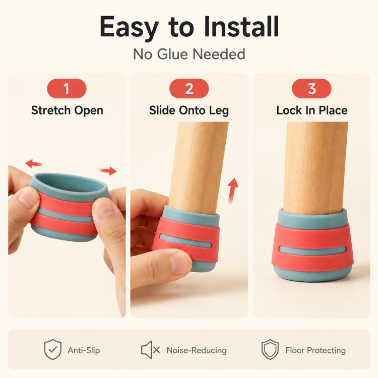 4pcs / Set Non-slip Silicone Table Chair Leg Caps