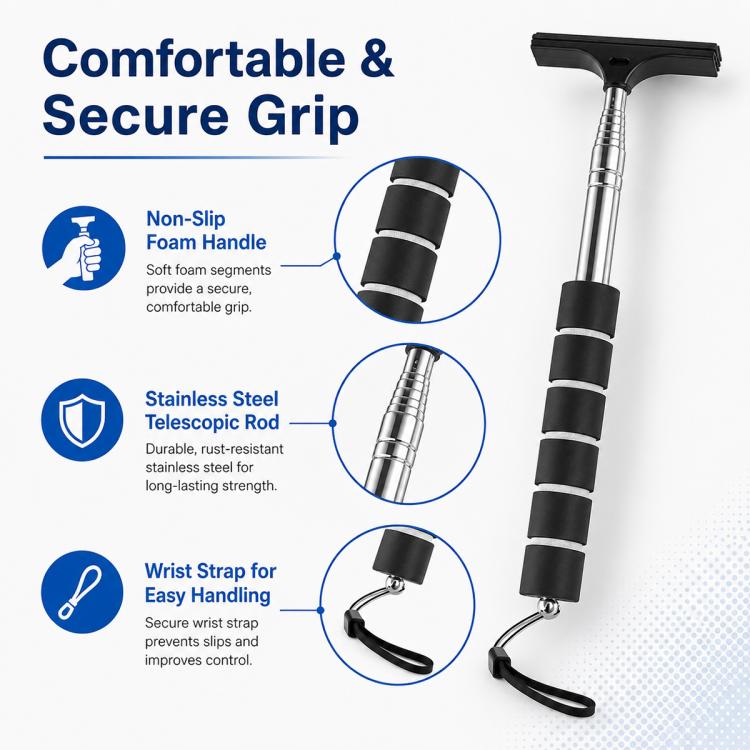 Car Rearview Mirror Stainless Steel Telescopic Wiper
