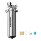 Stainless steel water pre-filter canister with pressure gauge and included fittings