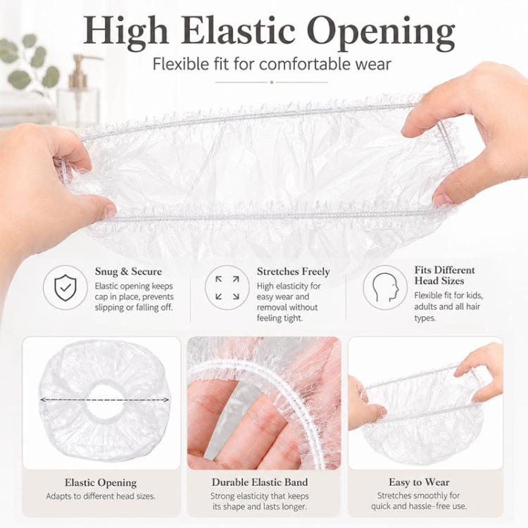 100pcs/Pack Disposable Shower Caps, Portable Waterproof Head Covers, 100pcs/Pack