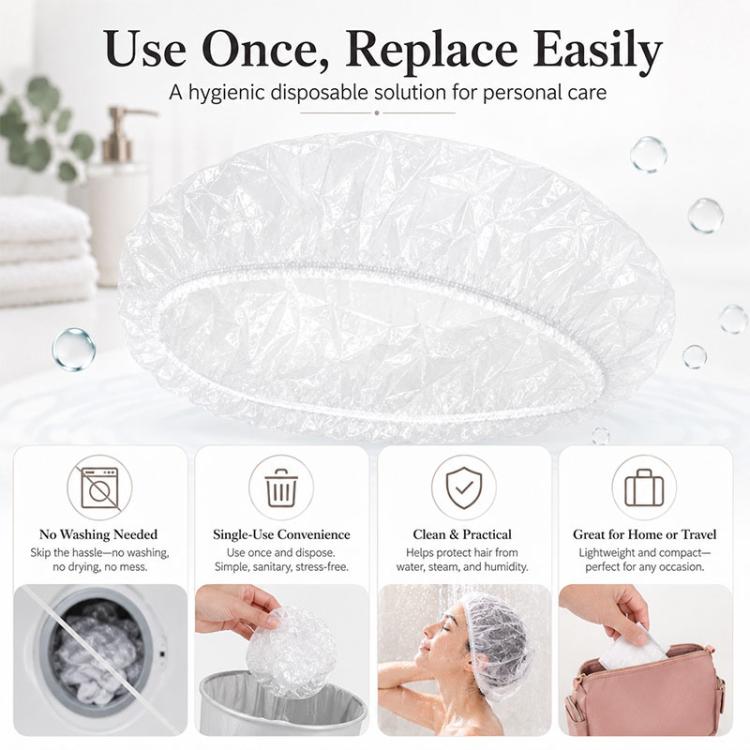 100pcs/Pack Disposable Shower Caps, Portable Waterproof Head Covers, 100pcs/Pack